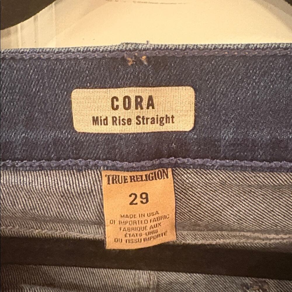 NWOT True Religion Cora Straight Leg Patched Jeans Size 29 - Picture 12 of 15